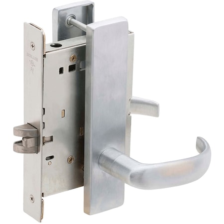 Grade 1 Fail Secure Electric Mortise Lock, Less Cylinder, 17 Lever, L Escutcheon, Satin Chromium Pla